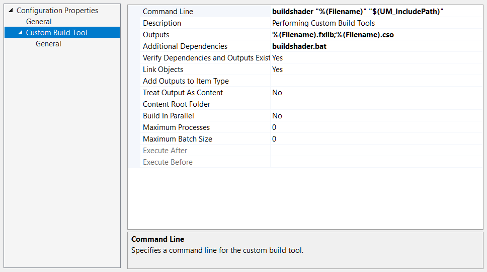 Custom build settings